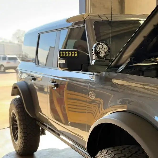 LED Off-Road Side Mirrors For 2021-2026 Ford Bronco - Peripheral Ditch Lights (2200+ Lumens)