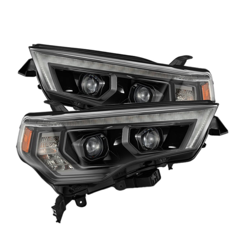 AlphaRex MK II LUXX-Series LED projector headlights for Toyota 4Runner (2014-2023) in black housing with sleek design.