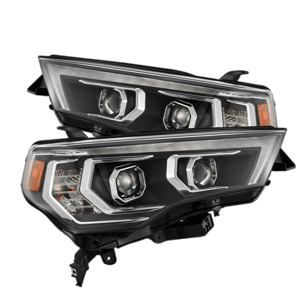 AlphaRex MK II LUXX-Series LED projector headlights for Toyota 4Runner (2014-2023) in midnight black housing with modern accents.