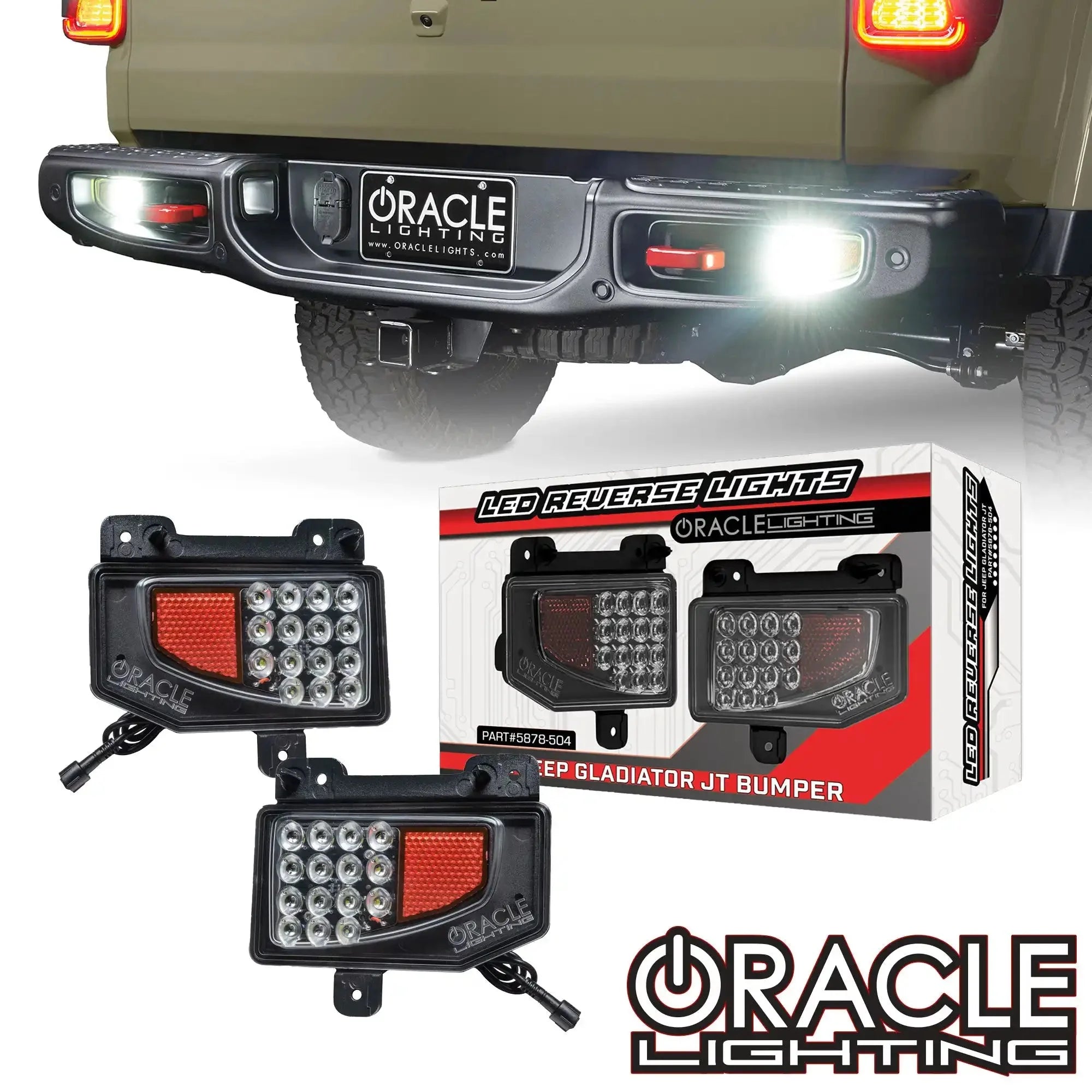 Rear Bumper LED Reverse Lights For 2020-2025 Jeep Gladiator JT | 1,500 Lumens