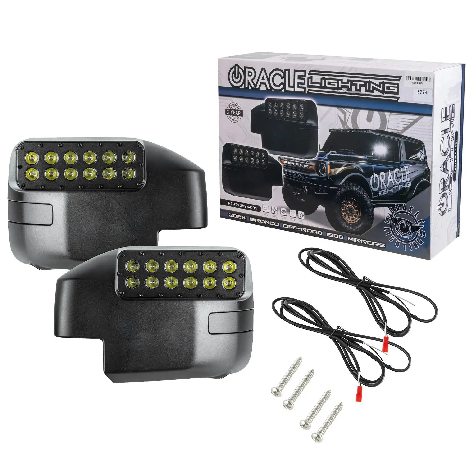 LED Off-Road Side Mirrors For 2021-2026 Ford Bronco - Peripheral Ditch Lights (2200+ Lumens)