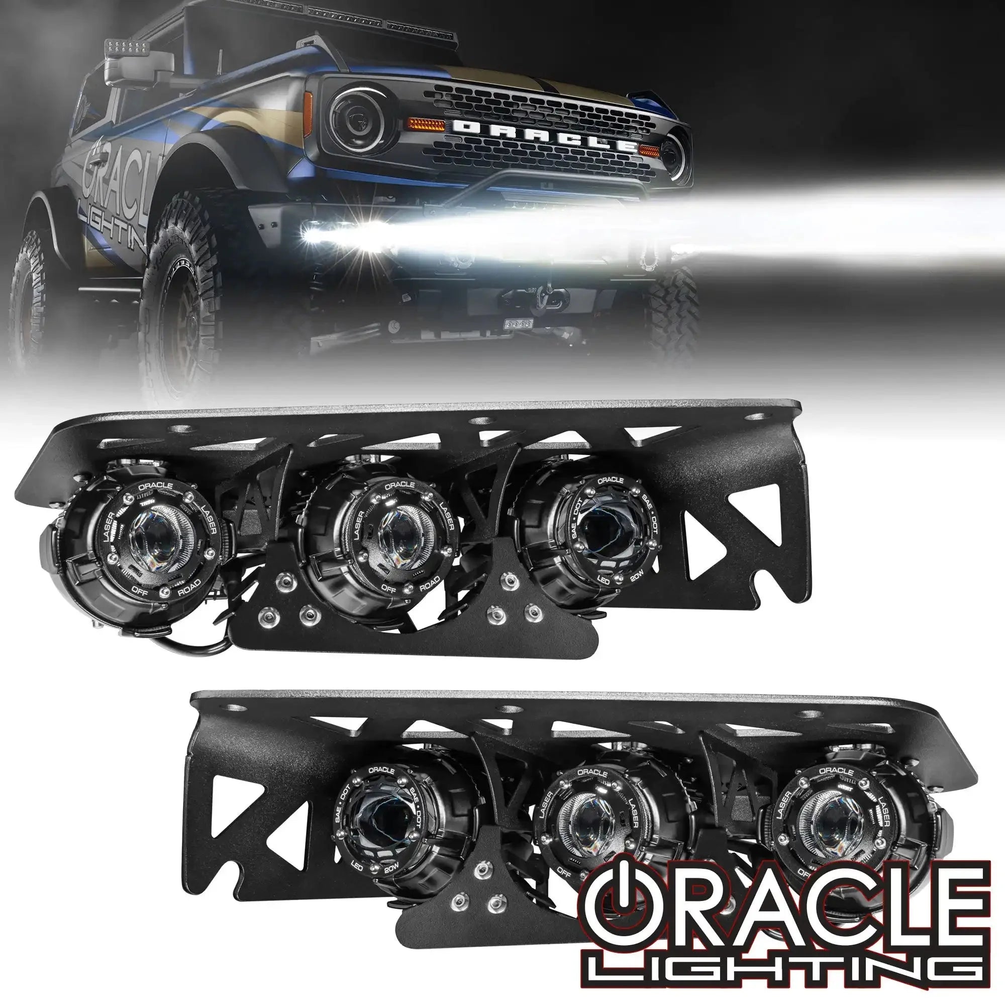 ORACLE Lighting 2021-2025 Ford Bronco Off Road LASER Auxiliary Lights + LED Fog Light Kit for Steel Bumper