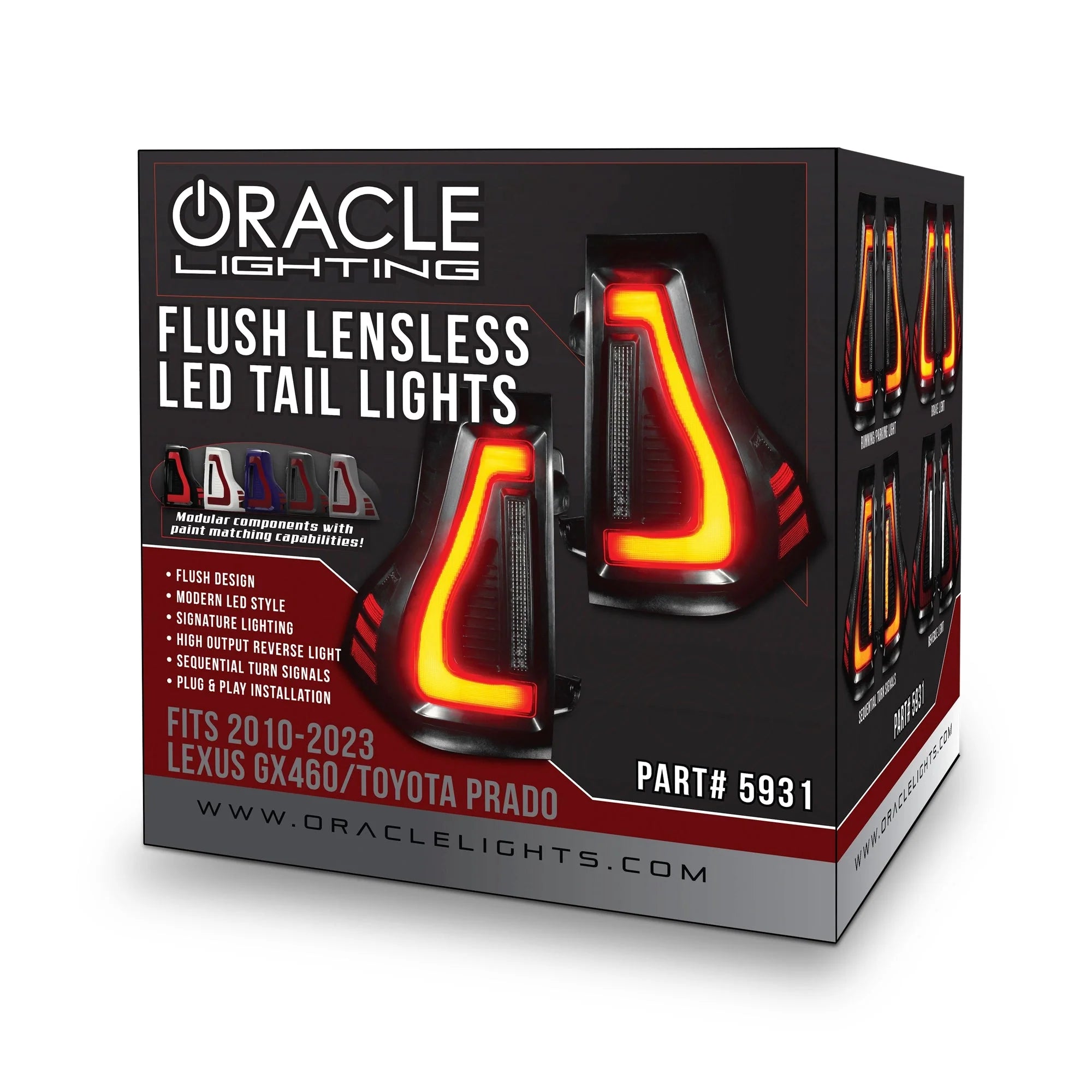 Flush Mount LED Tail Lights For 2010-2023 Lexus GX460 Toyota Prado Sequential Lensless
