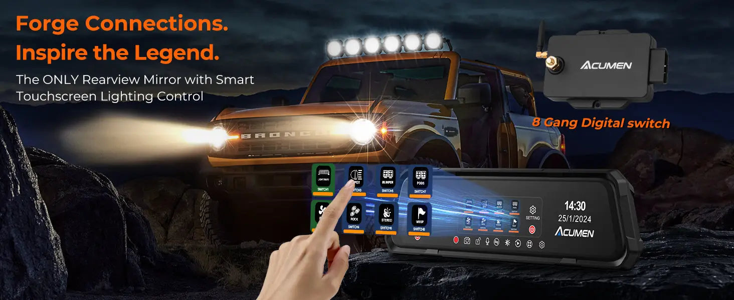 The Legend 2ch Waterproof Mirror DVR Switching System with 8-Gang in-Car Power Solid-State Switch Control Box