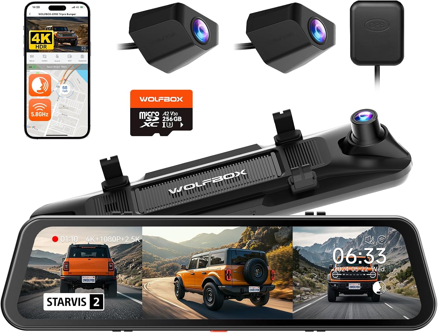 Wolfbox G900 Tri Pro Bumper Dash Cam