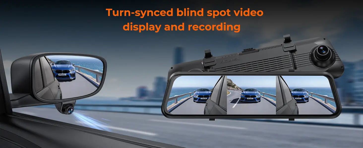 M4 Quad Mirror Dash Cam with 1080P Front + Rear + Left/Right Side Cameras 12’’IPS Touchscreen