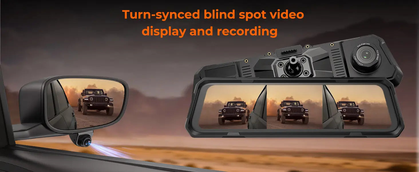 The Legend 4ch Waterproof Rear View Mirror Dash Cam with 1080P Front+ Rear+ Left/Right Side Cameras