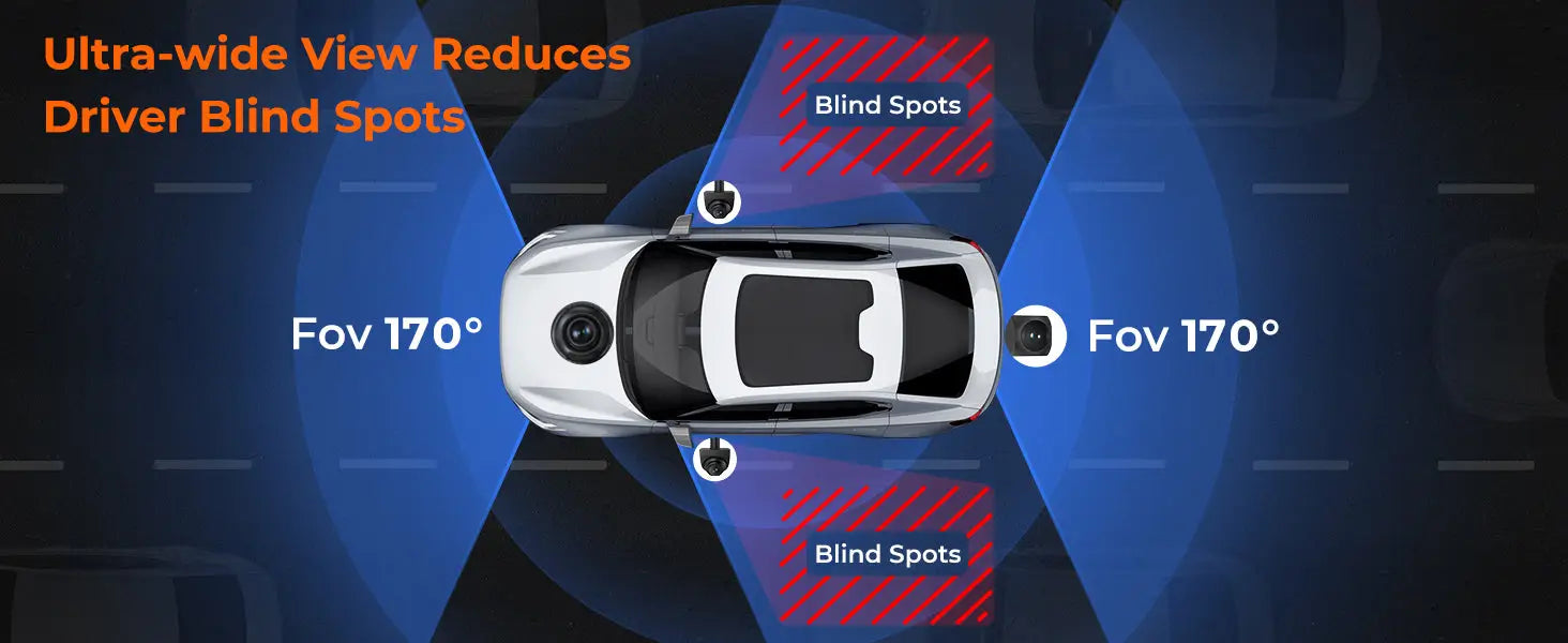 M4 Quad Mirror Dash Cam with 1080P Front + Rear + Left/Right Side Cameras 12’’IPS Touchscreen