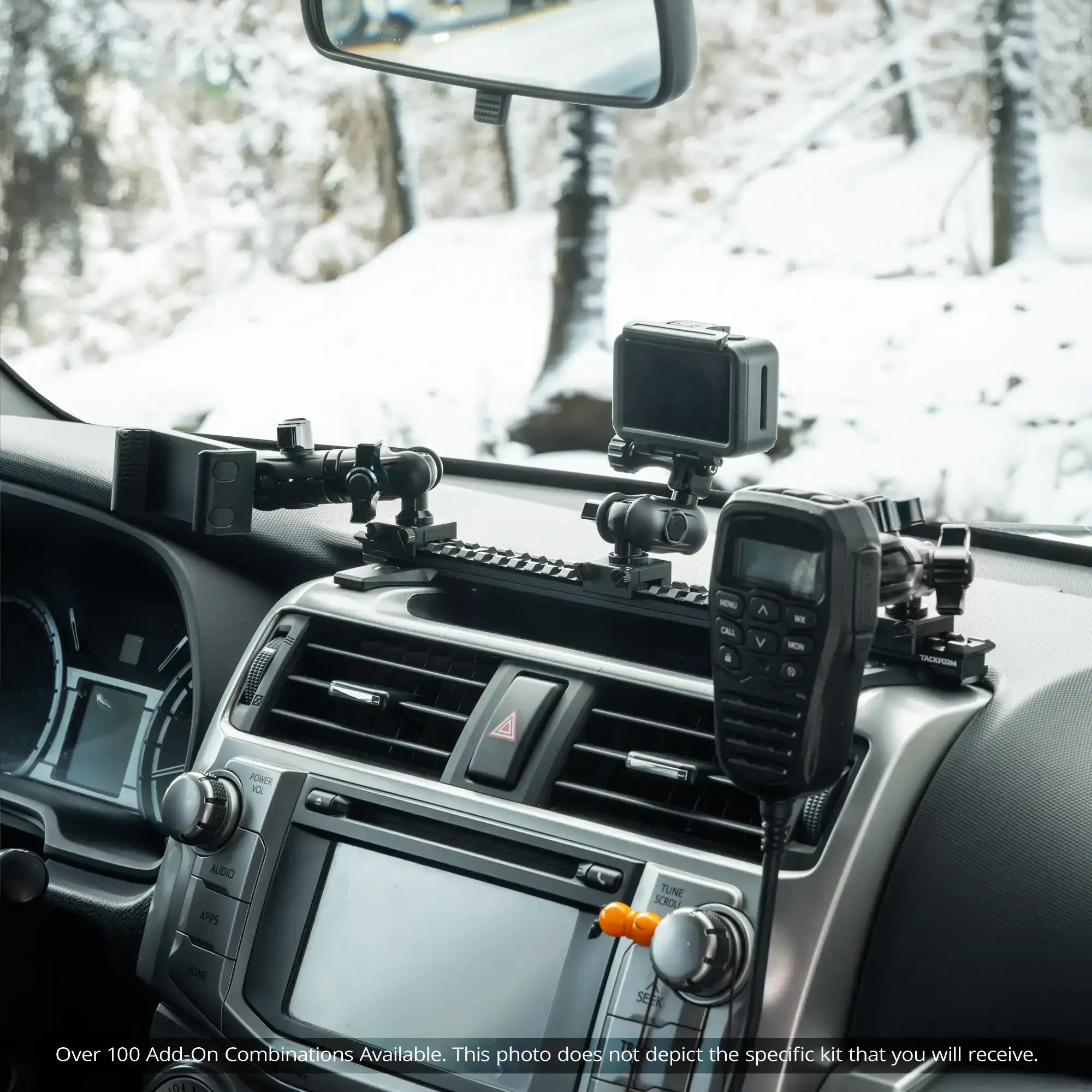 Dash Mount For 2010-2024 Toyota 4Runner Tackform Assault Track Picatinny Dash Bracket With MagSafe Phone & GoPro/Action Camera Mount