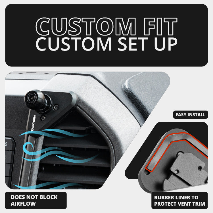 ‘15-‘20 Ford F-150, ‘17-‘22 Super Duty, ‘18-‘21 Expedition LINK™ Vent Mount Bracket With Quad Lock Magnetic Phone Holder | (See Compatibility Info For Year/Trim Details)