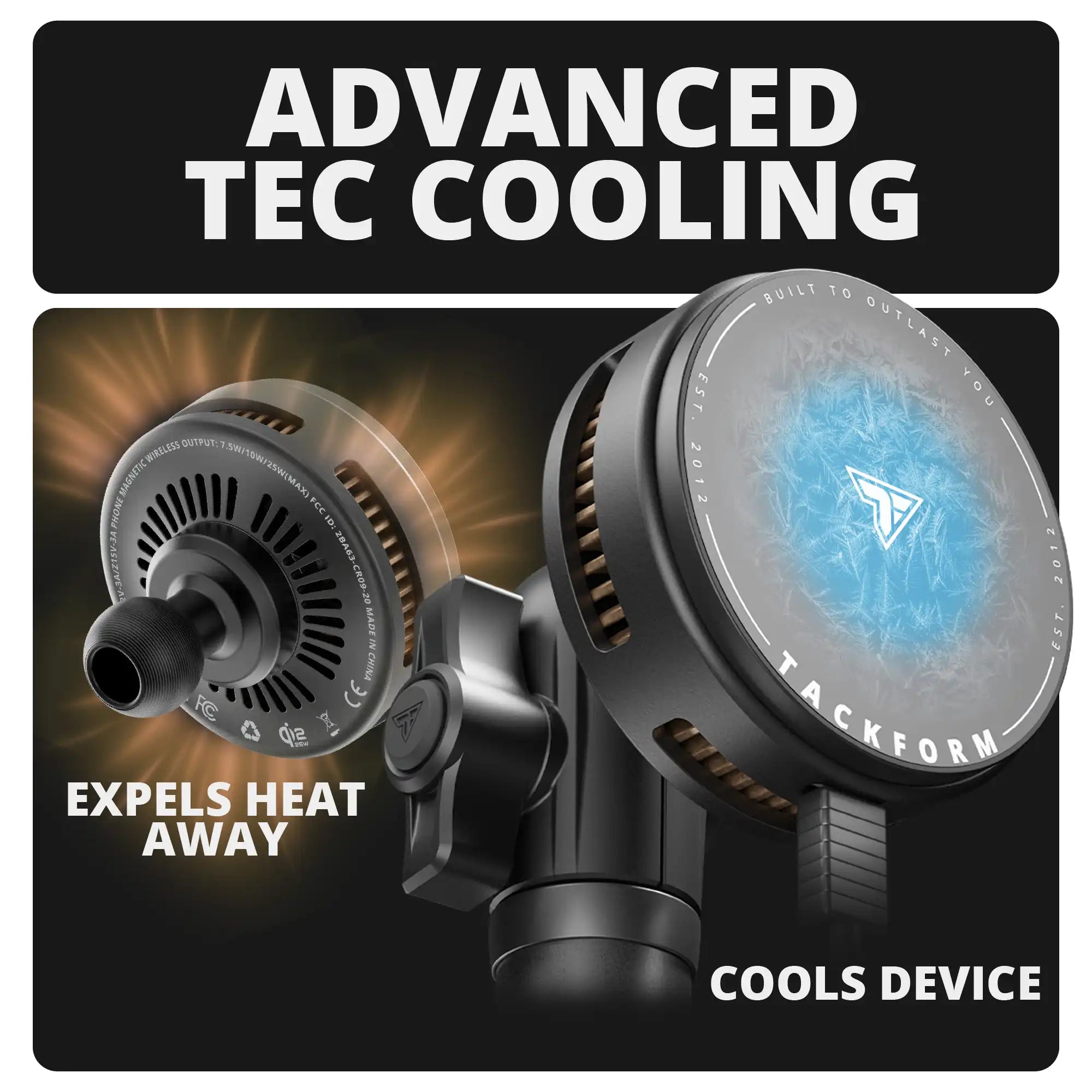 Qi2.2/MagSafe Charging & Cooling Phone Holder | TRAXX™ - Assault Track Picatinny Base | 7" DuraLock Arm