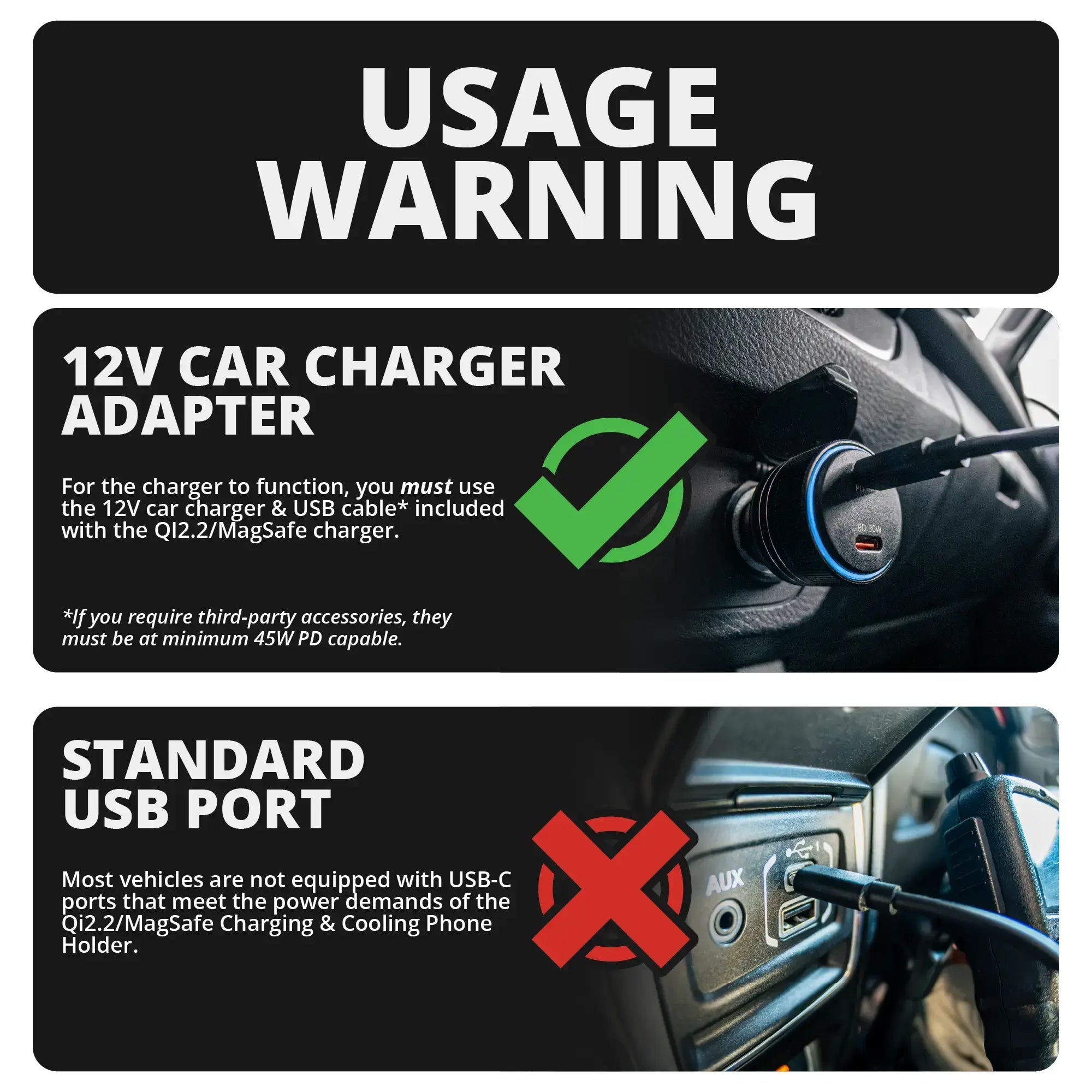 2024-2026 Jeep JL, Gladiator, and 4XE LINK™ Grab Handle Mount With Qi2/MagSafe Charging and Cooling Phone Holder | 3.5" Arm