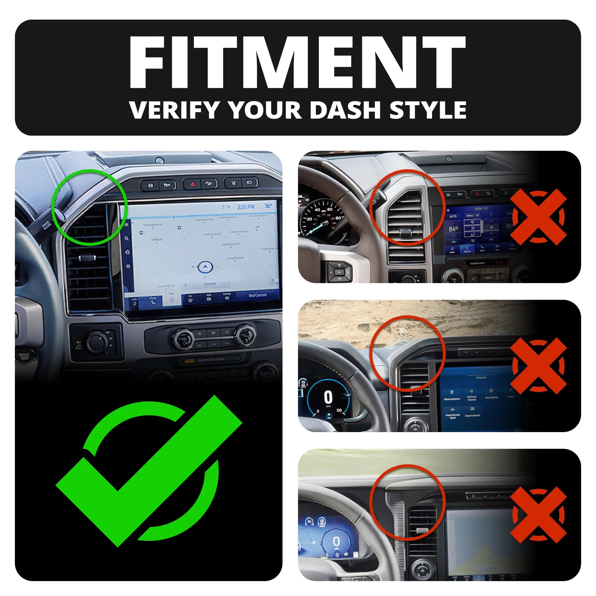 2022 Ford Super Duty (Compatible With 12” Screen ONLY) Tackform Fast Track Dash Bracket With Tablet Mount