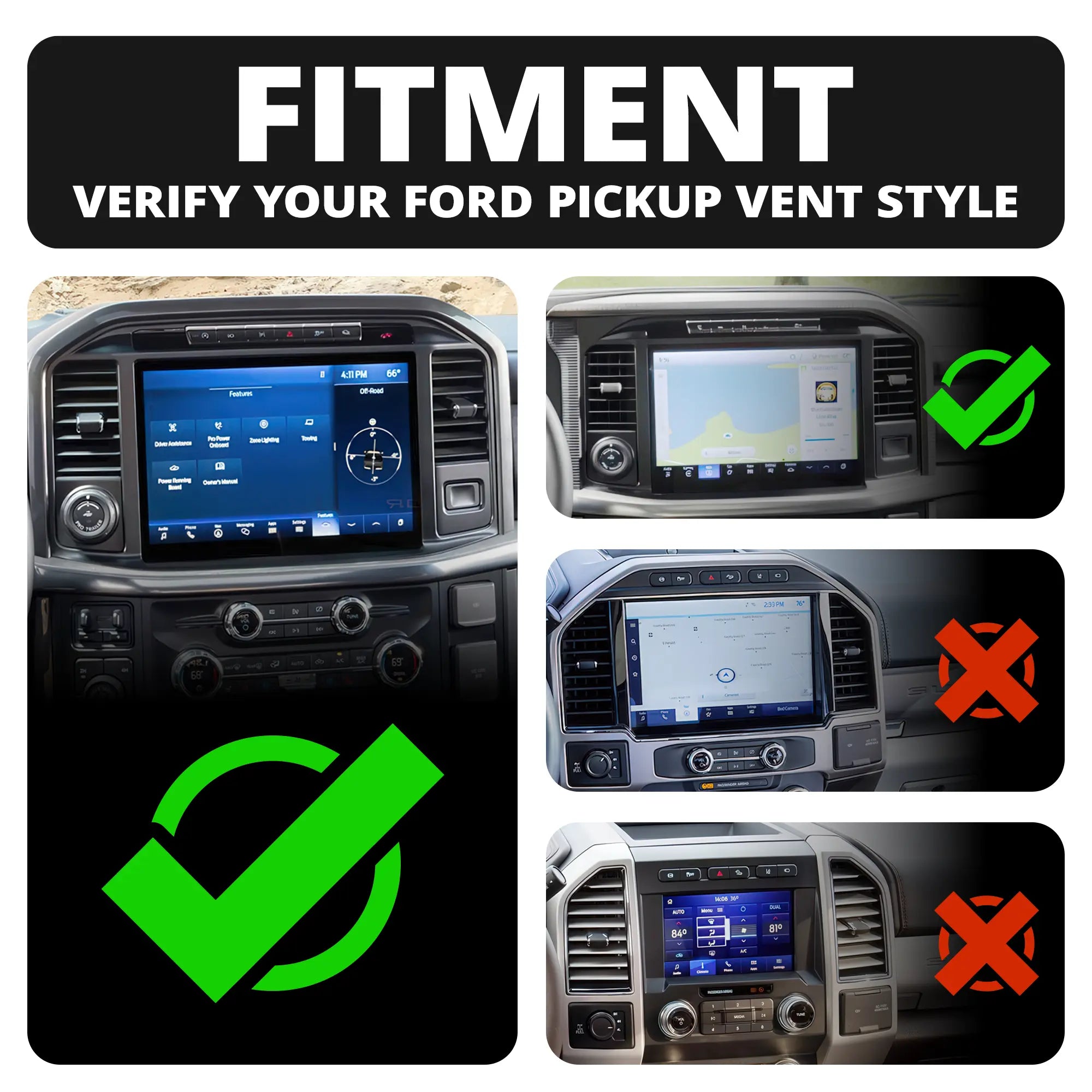 2021-2026 Ford F-150/Raptor & 2023-2026 Super Duty LINK™ Vent Mount Bracket With Magnetic Phone Holder | Choose Your Arm Length