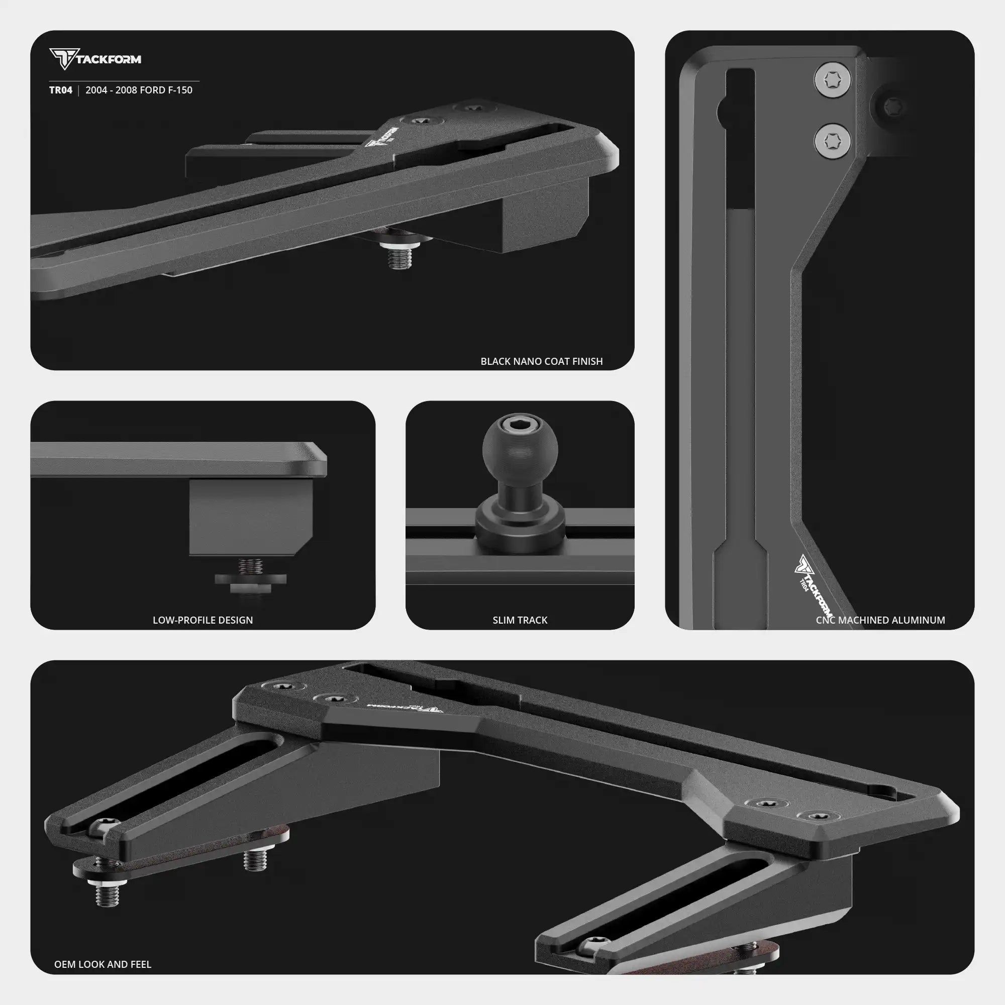 Build Your Own 2004-2008 Ford F-150 Tackform Slim Track Dash Bracket