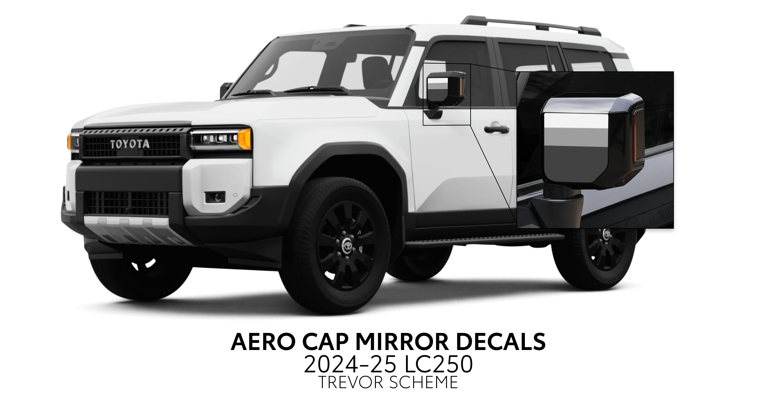 2024+  Aero Cap Mirror Decals For Land Cruiser 250