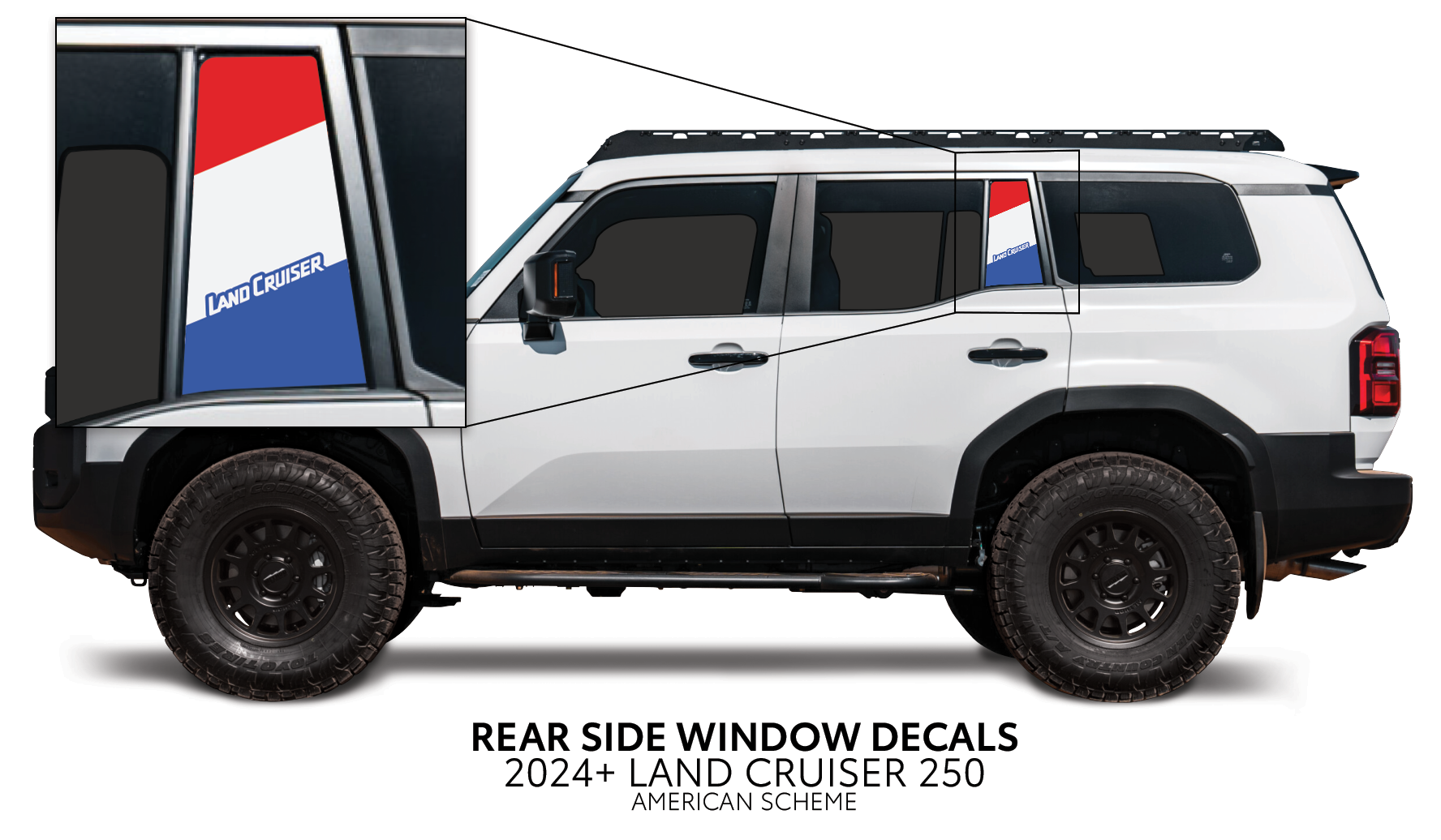 2024+  Rear Side Window Decal For Land Cruiser 250