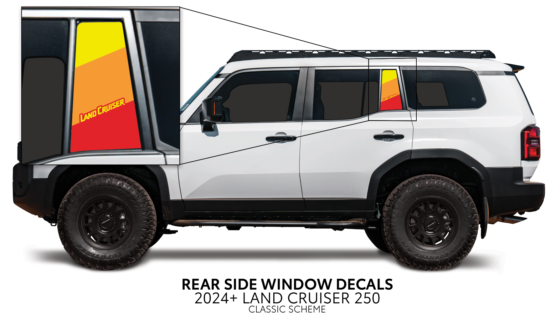 2024+  Rear Side Window Decal For Land Cruiser 250