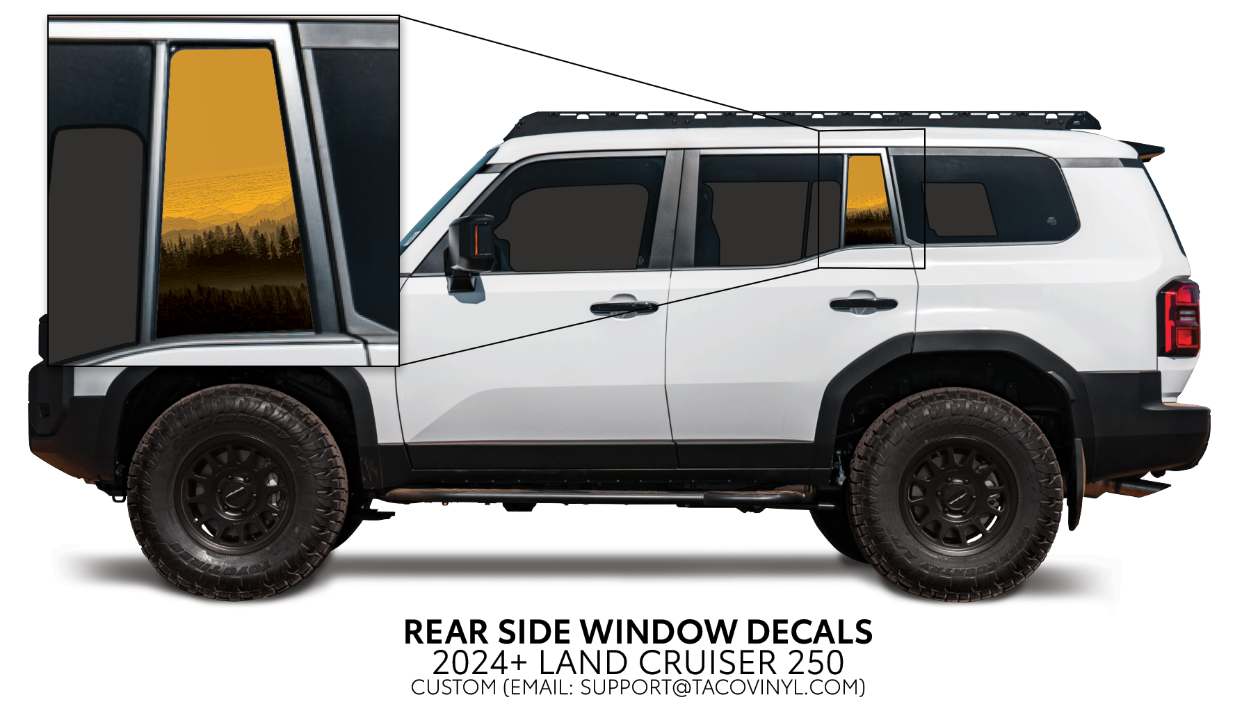 2024+  Rear Side Window Decal For Land Cruiser 250