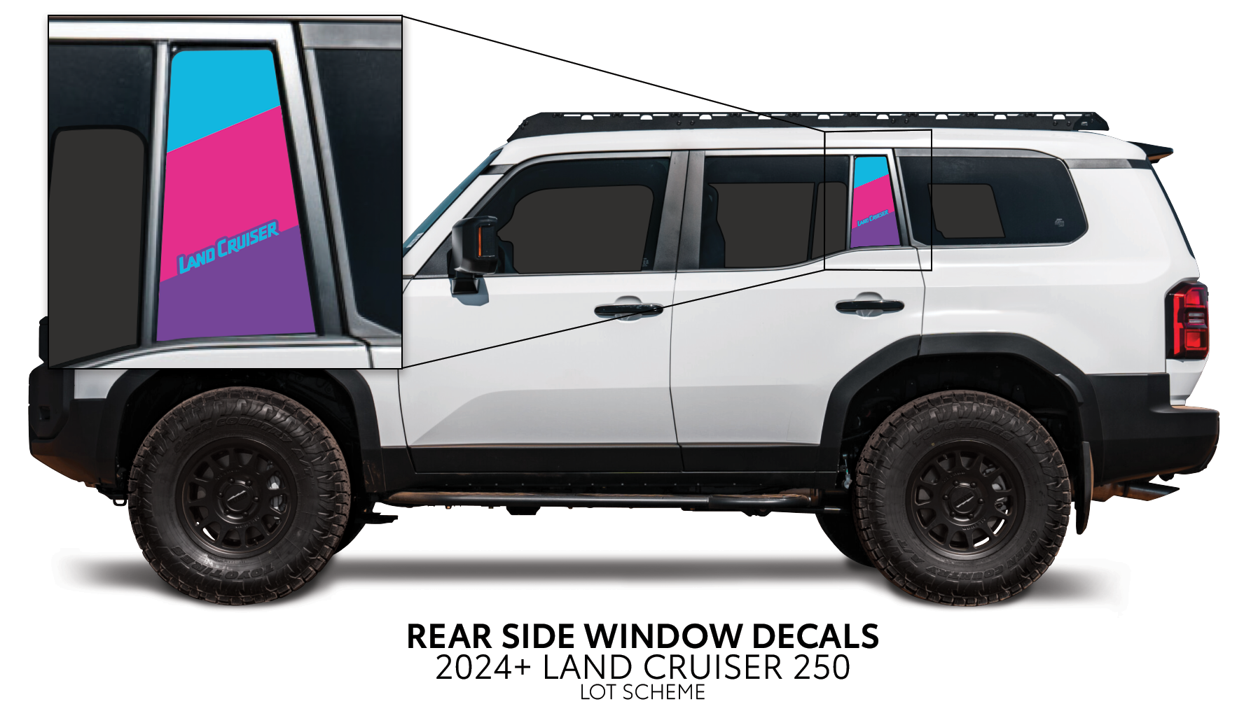 2024+  Rear Side Window Decal For Land Cruiser 250