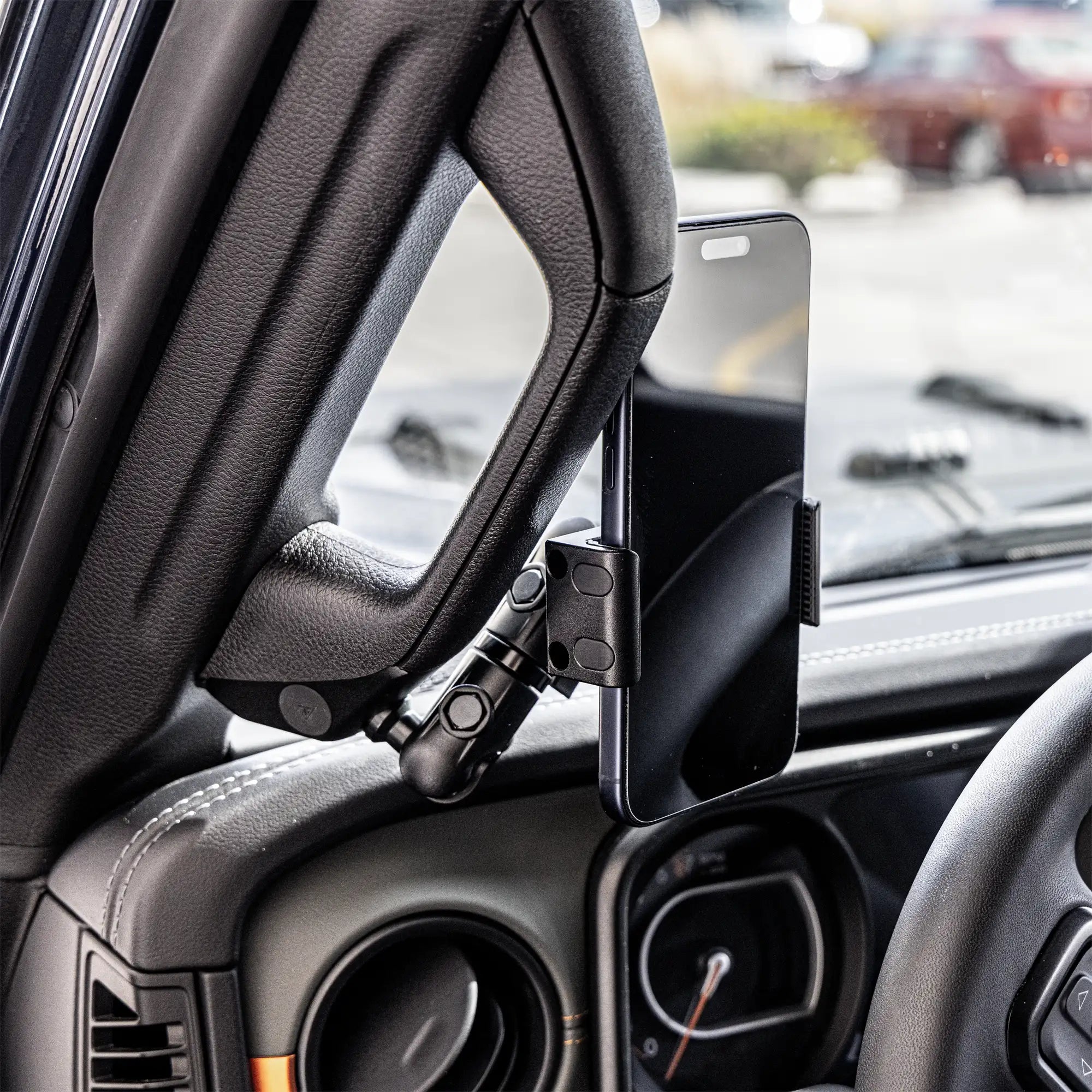 2024-2026 Jeep JL, Gladiator, and 4XE LINK™ Grab Handle Mount With Qi2/MagSafe Charging and Cooling Phone Holder | 3.5" Arm