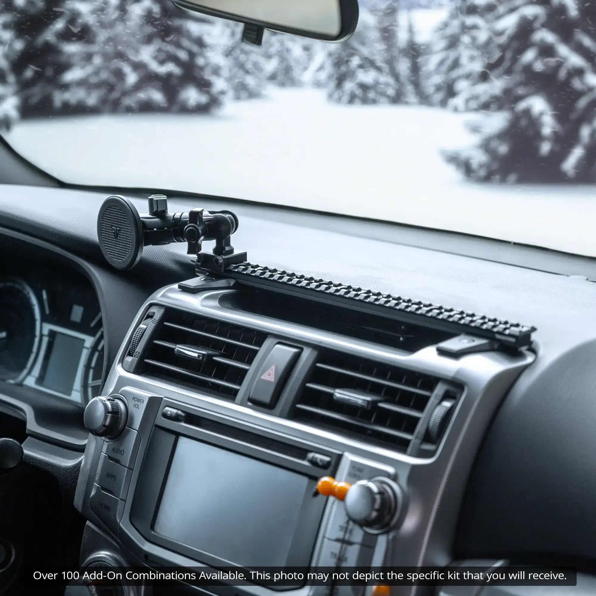 Dash Mount For 2010-2024 Toyota 4Runner Tackform Slim Track Dash Bracket With 20LITE Phone & 2-in-1 CB Microphone Mounts