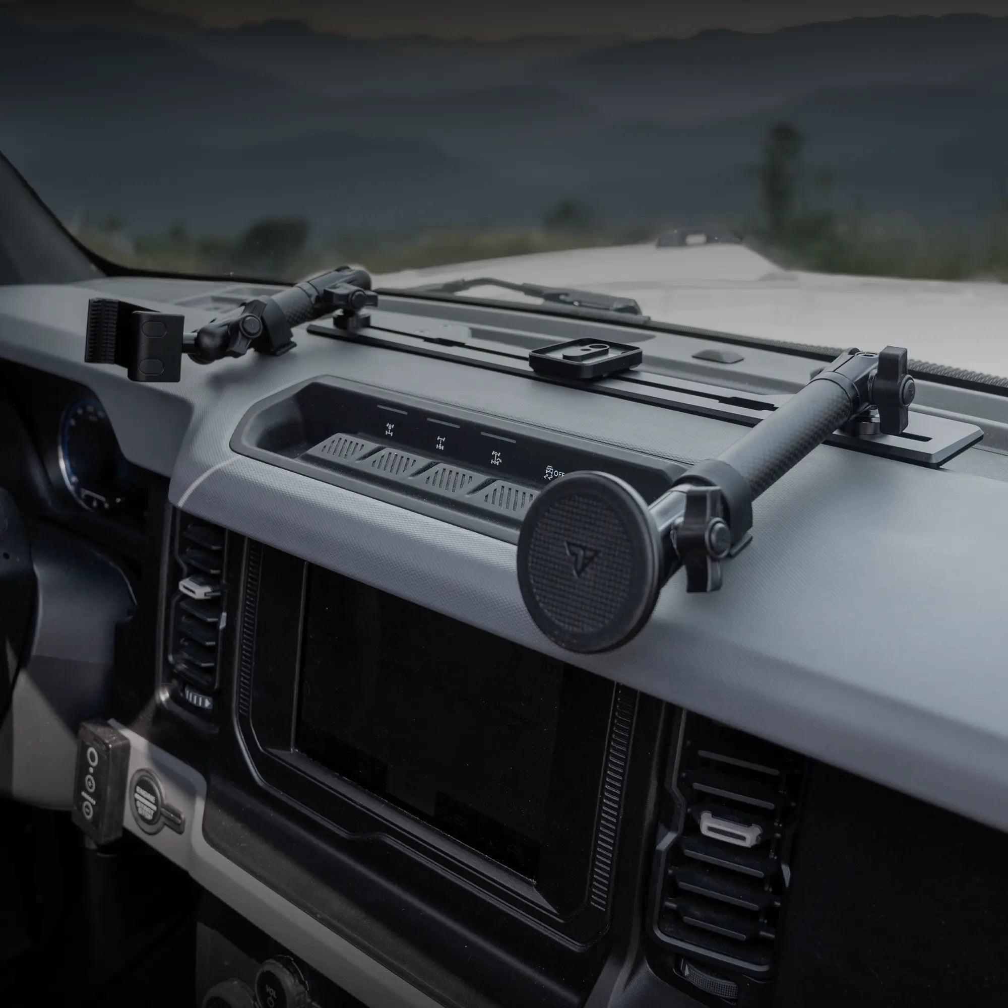 2021-2026 Ford Bronco & Bronco Raptor (Non-Sport) Tackform Slim Track Dash Bracket with Dual MagSafe Phone Mounts