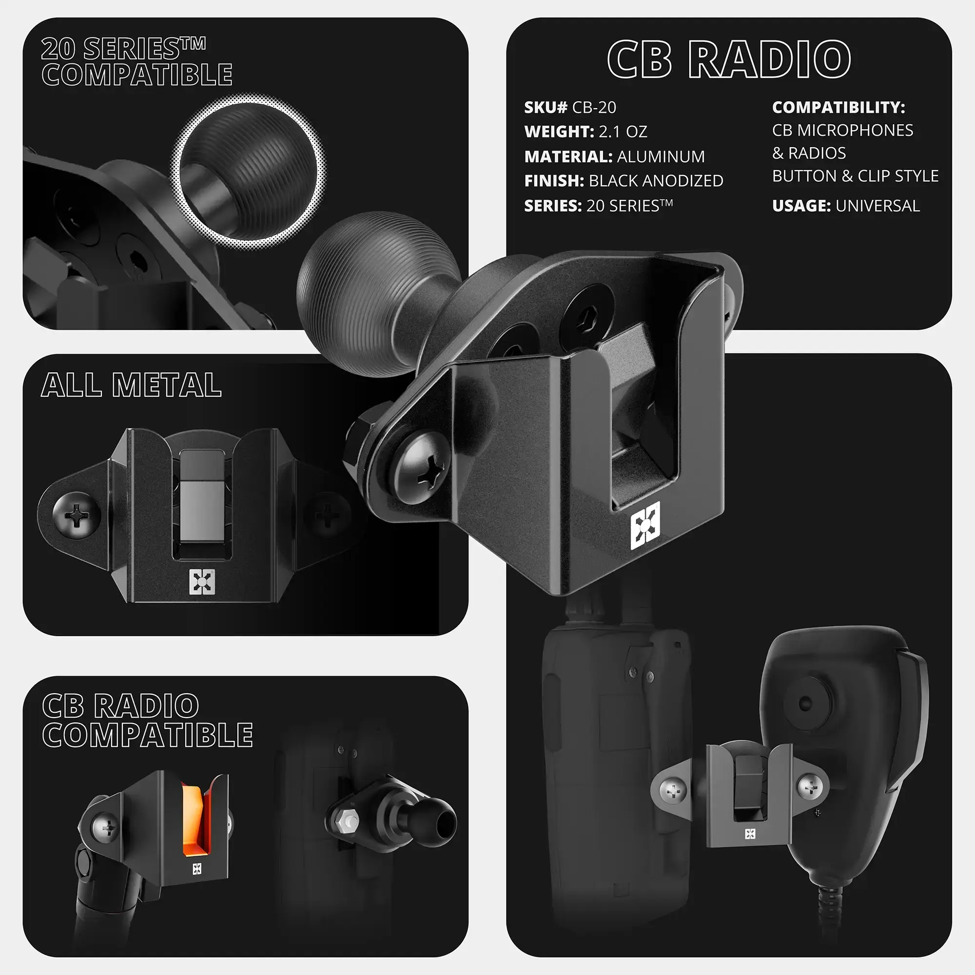 Mic Holder For 2024-2026 Toyota Tacoma & 2025-2026 Toyota 4Runner Passenger Side Grab Handle Mount with CB Radio Microphone Holder Holder