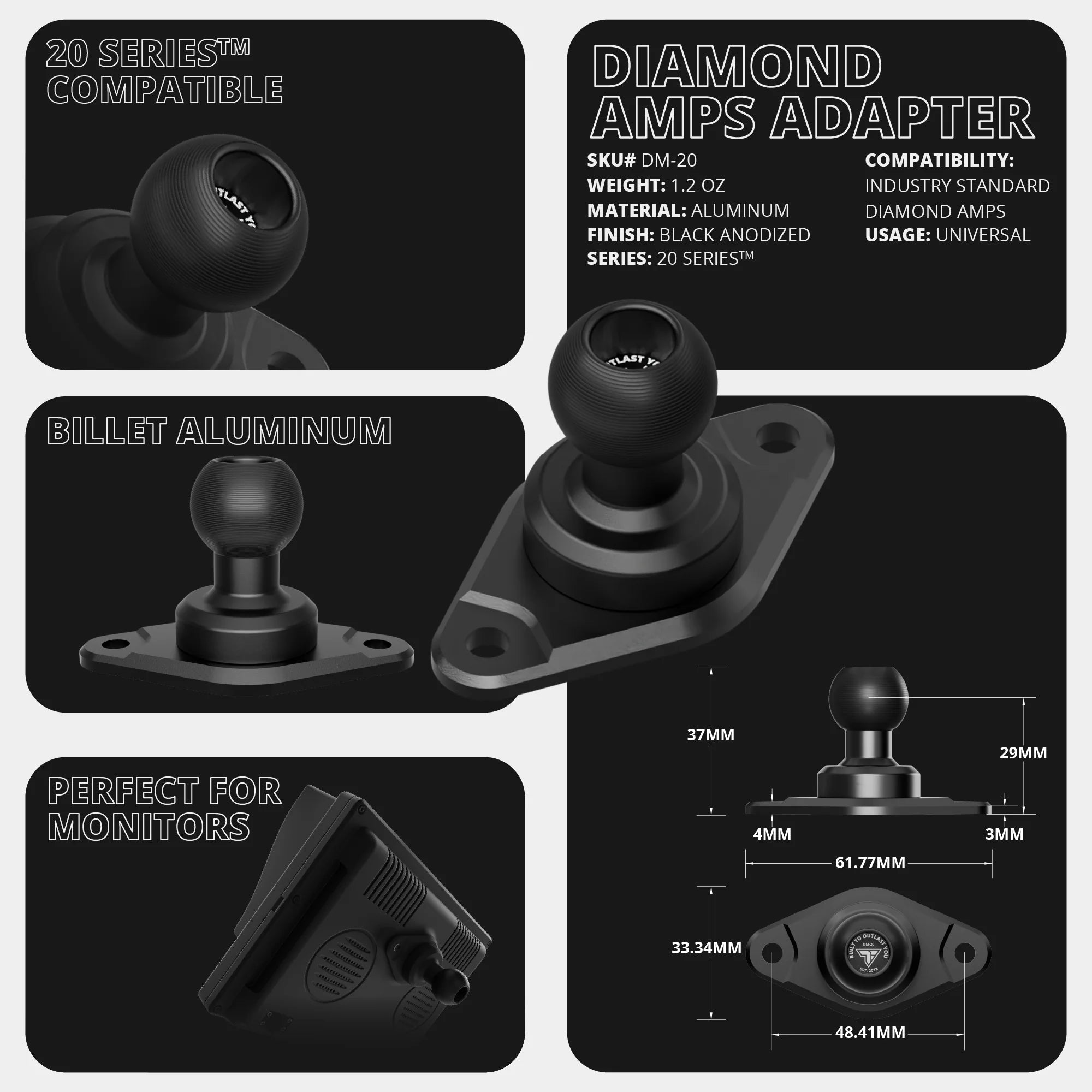 Expedition Essentials Dash Mount With 20LITE Phone Holder | 2021-2026 Ford Bronco & Bronco Raptor (Non-Sport)