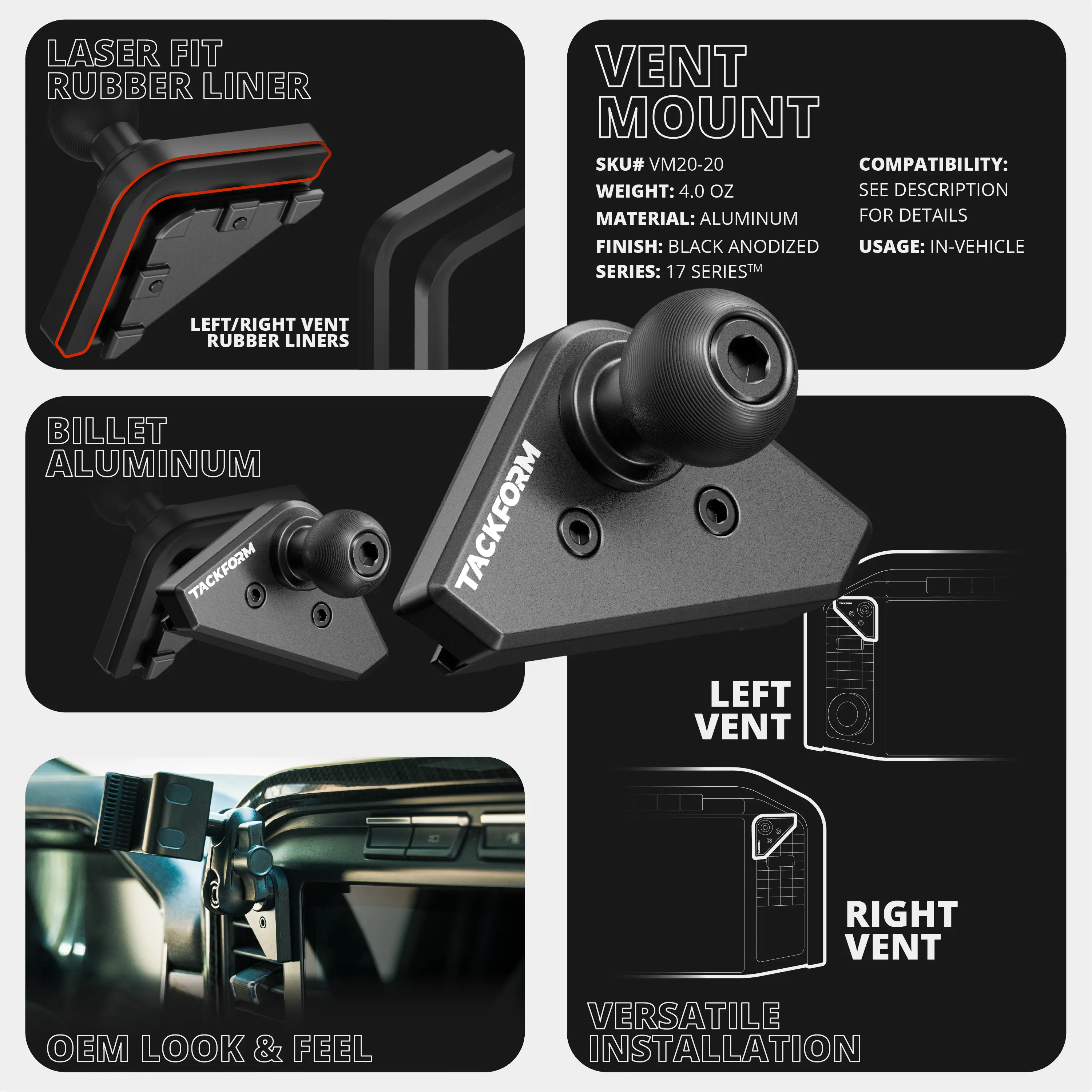 2021-2026 Ford F-150/Raptor & 2023-2026 Ford Super Duty LINK™ Vent Mount Bracket With MagSafe (Non-Charging) Phone Holder | Choose Your Arm Length