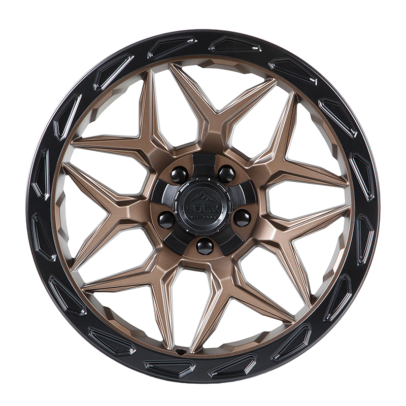 Front view of MATRIX Matte Bronze offroad wheel showcasing its unique mesh design and robust construction for offroad vehicles. Perfect for 4Runner, Jeep, and F150.