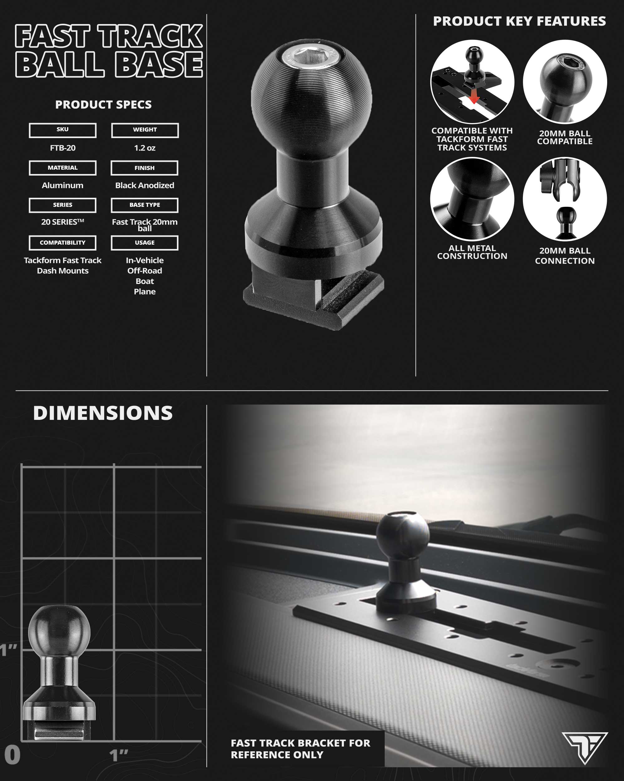 Magnetic Phone Holder | 7.5"-9.25" Telescoping Arm | 20mm TRAXX™ - Fast Track  Ball