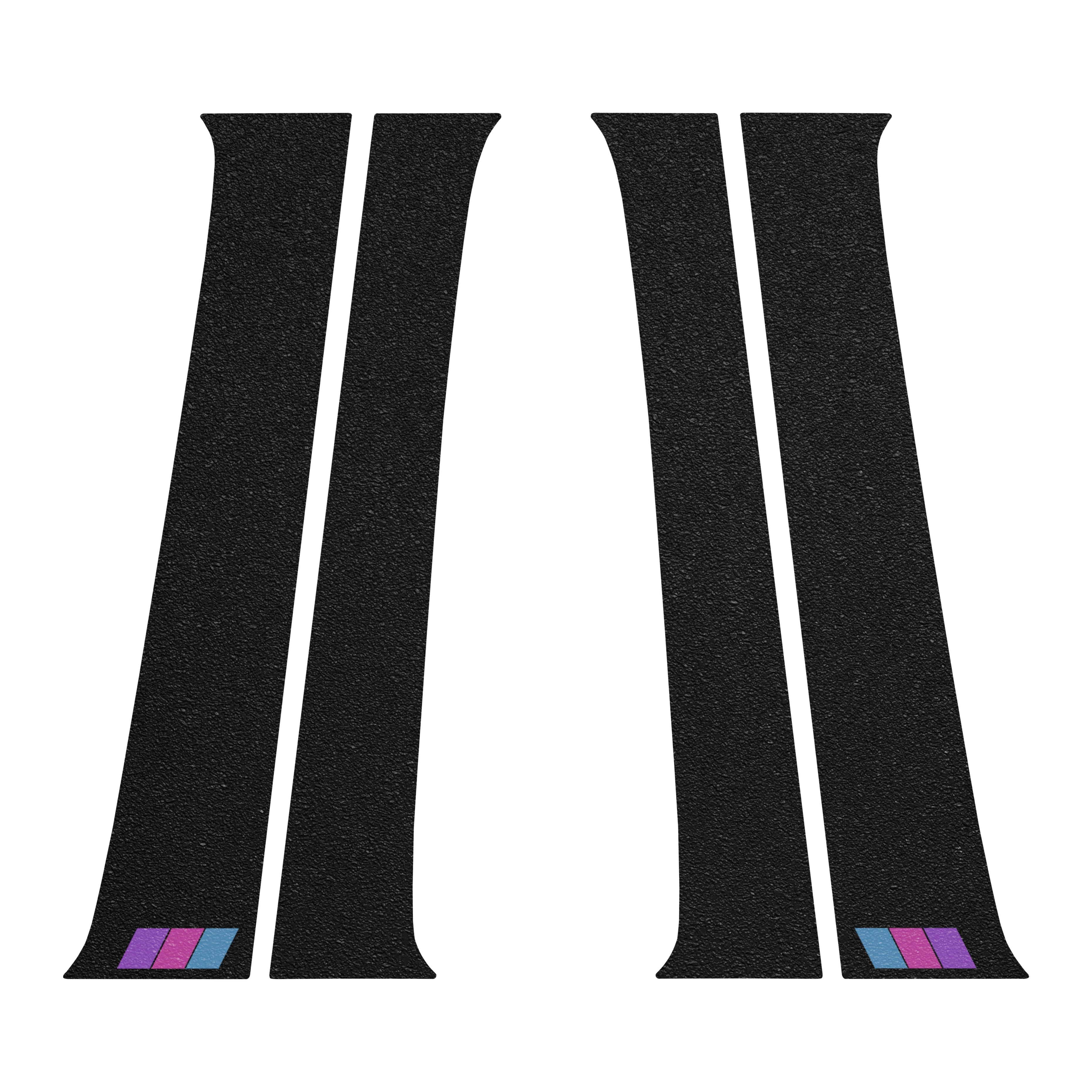 Set of textured door pillar overlays featuring blue, purple, and pink tri-color accents for 2005-2015 Toyota Tacoma.