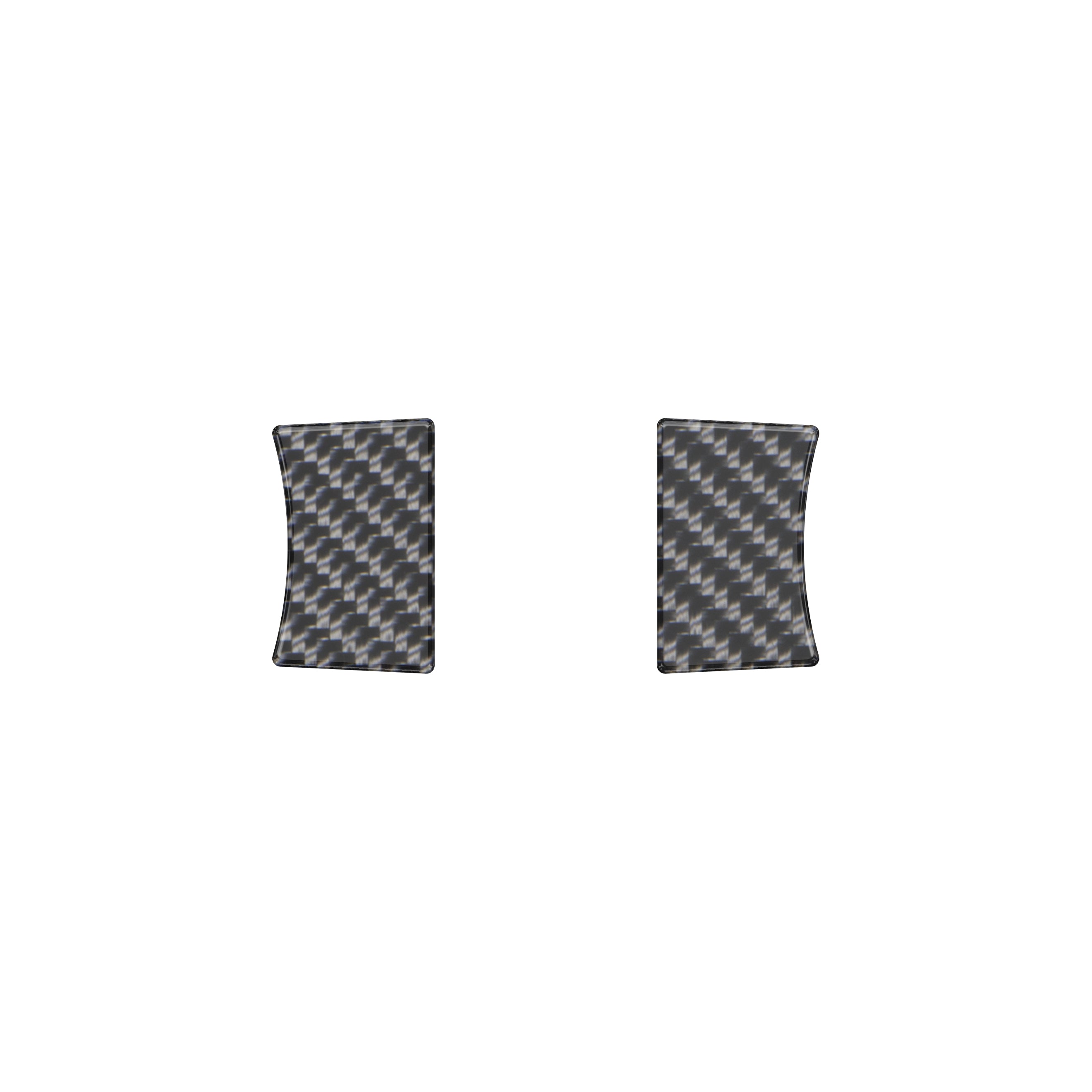 Two carbon fiber textured center console cup holder divider overlays designed for 2016-2023 Toyota Tacoma models.