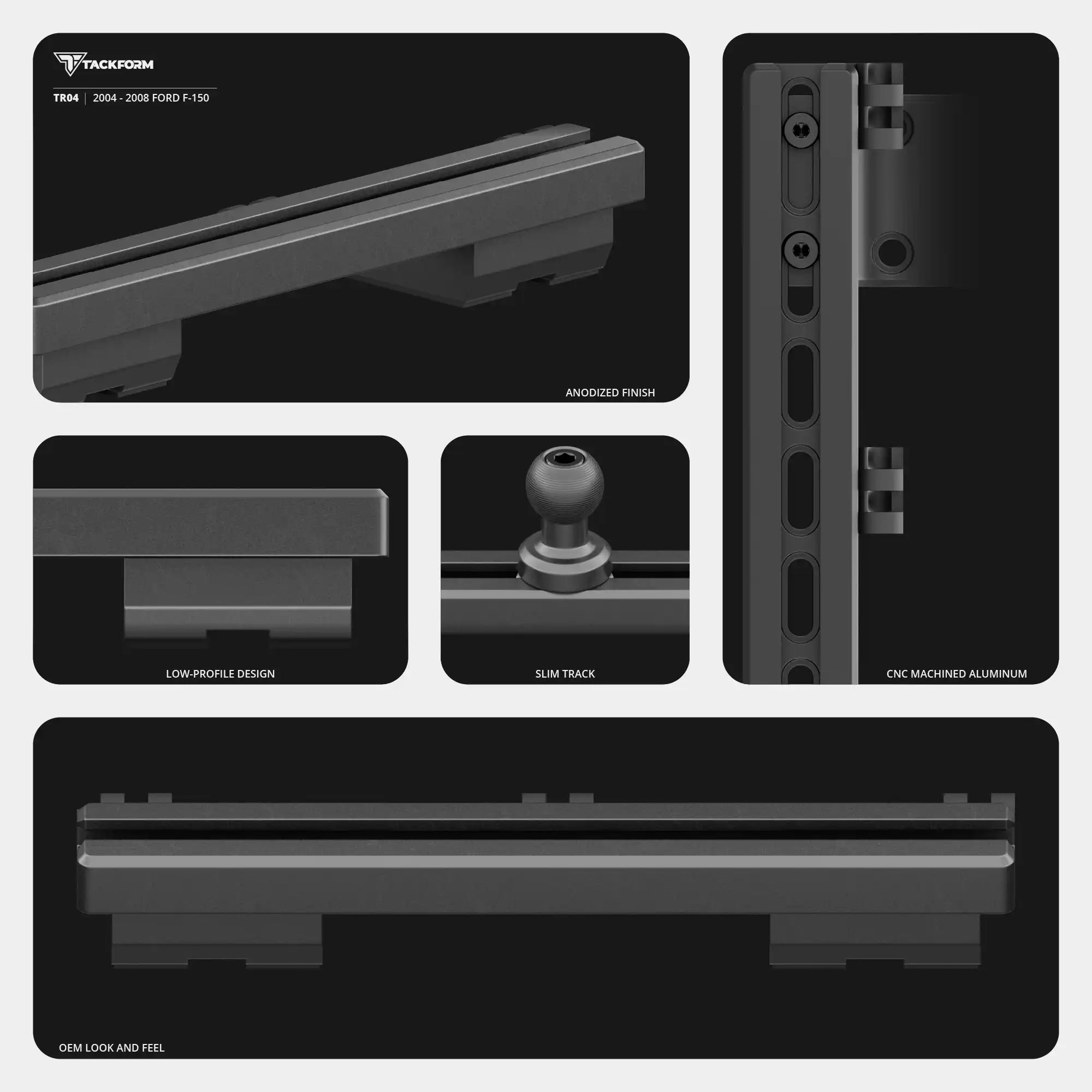 Build Your Own 2004-2008 Ford F-150 Tackform Slim Track Dash Bracket