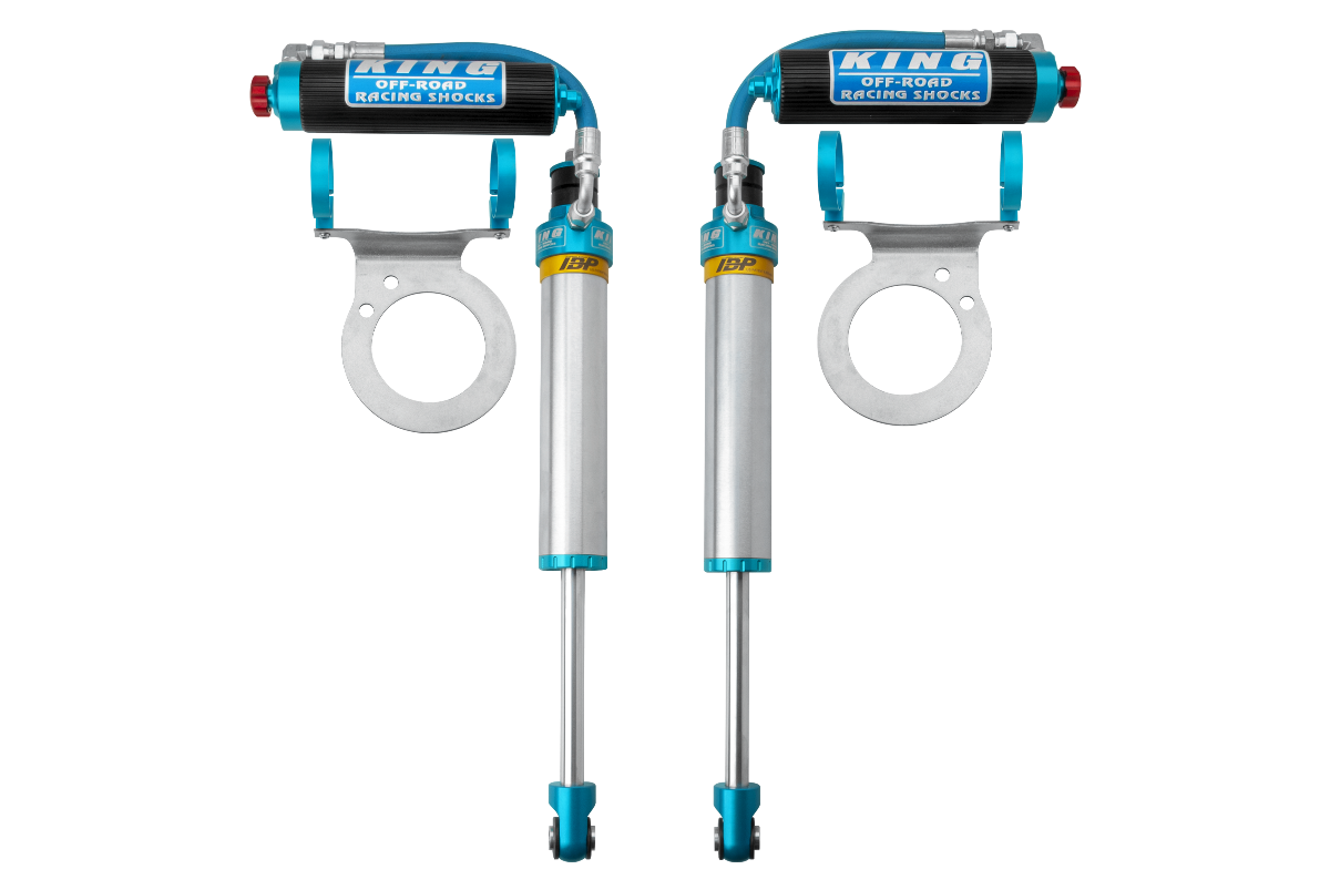 14-22 Ram 2500 Front Shock Kit - King 2.5 IBP with bolt-on design, hydraulic bump stop, and tunable damping for enhanced suspension performance.