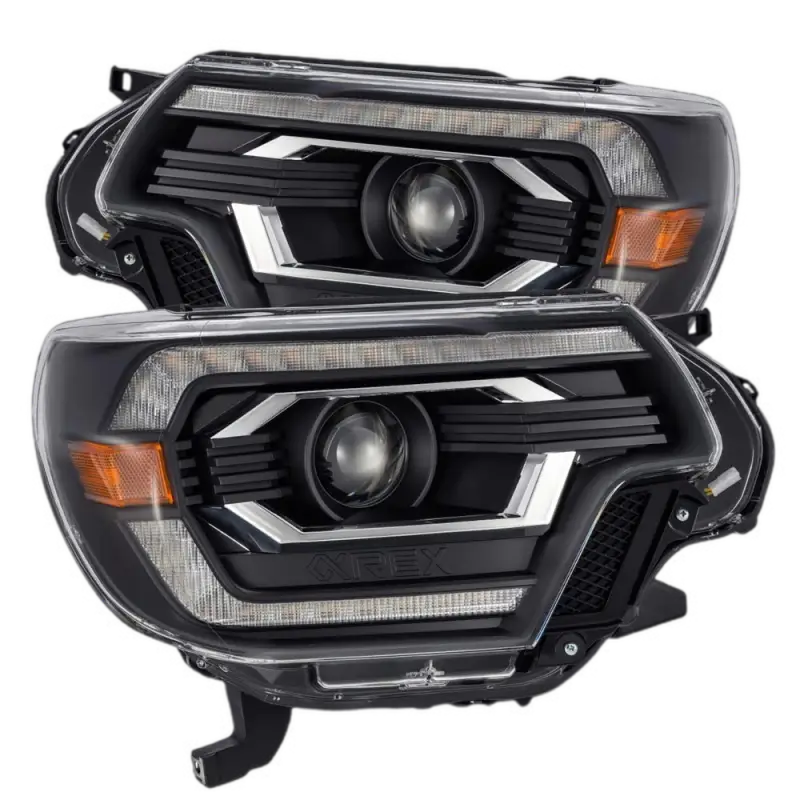 AlphaRex LUXX-Series LED projector headlights for Toyota Tacoma (2012-2015) featuring chrome accents and modern design.