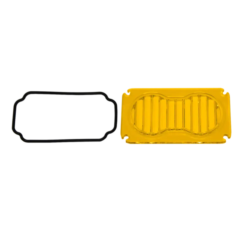 Rectangular yellow light cover with black frame for Baja Designs S2 Lens Kit