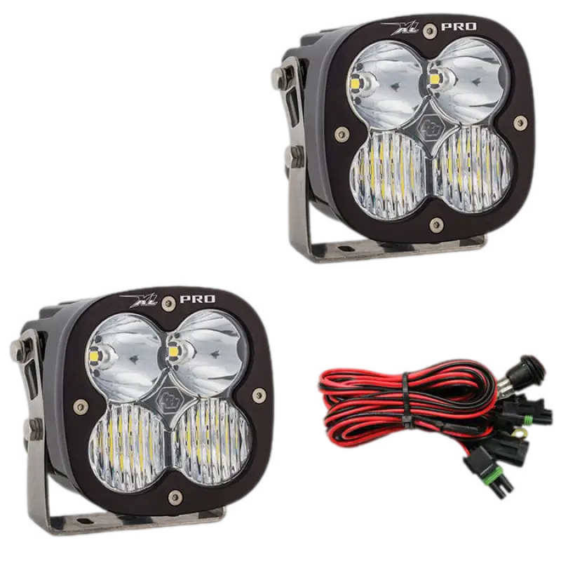 Baja Designs XL Pro LED Lights driving combo with black and silver off-road LED lights