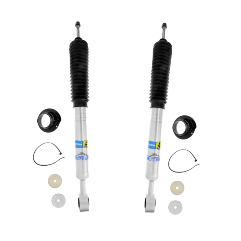 Bilstein 5100 lift kit with adjustable front shocks for 2007-2021 Toyota Tundra, featuring durable components for improved handling and leveling.