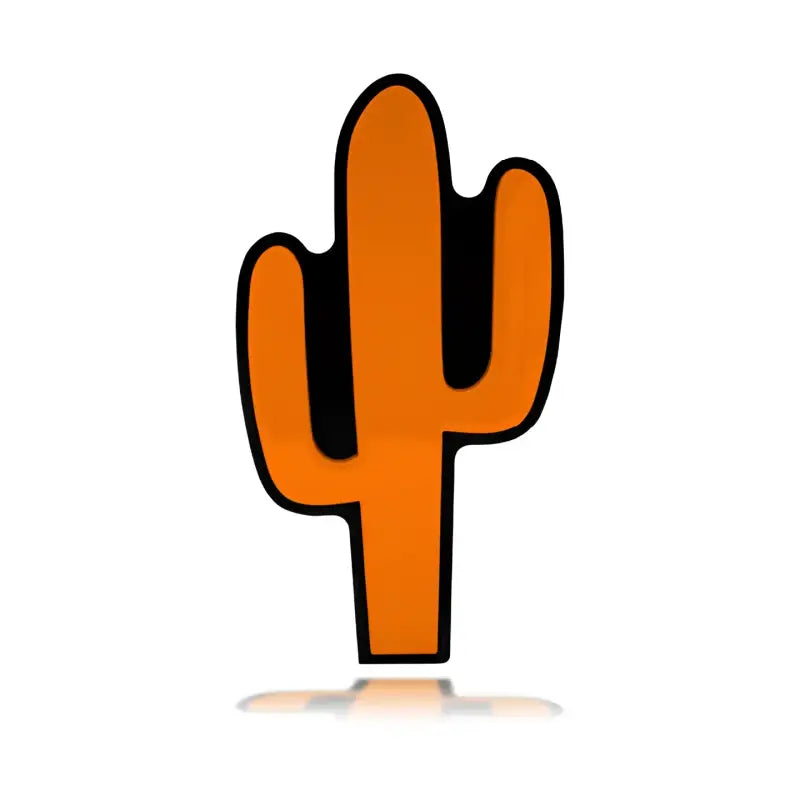 Orange cartoon cactus badge for Cactus Grille product display