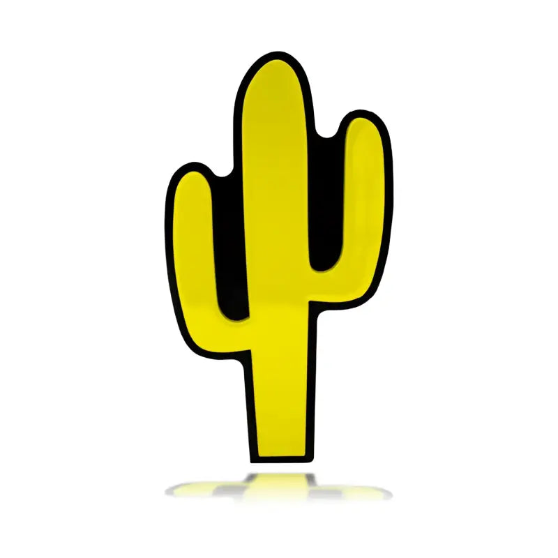 Yellow cactus with black outline on Cactus Grille Badge for stylish decoration