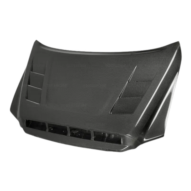 TS-style carbon fiber hood for Toyota Tundra 2014-2021, featuring a lightweight, durable design with a sleek gloss finish and vented structure.