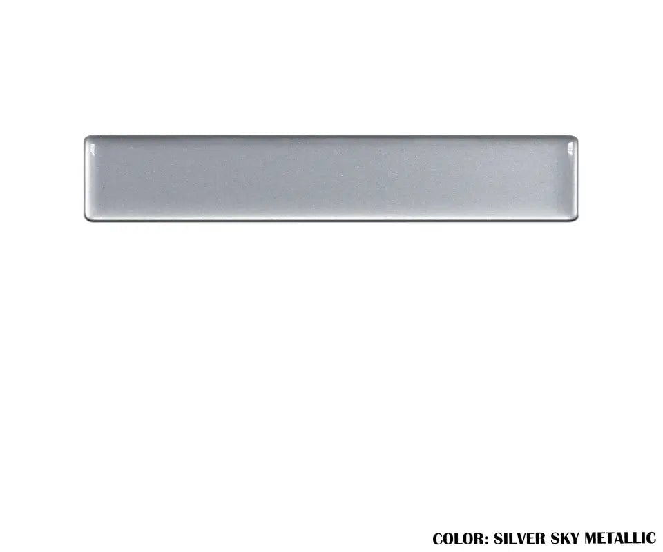 Center console badge in silver sky metallic finish, customizable text, designed for 2014-2021 Toyota Tundra interior upgrades.