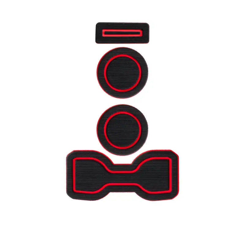 Compact set of black and red foam inserts for Toyota Tacoma center console, tailored for 2016-2023 models with precise fit.