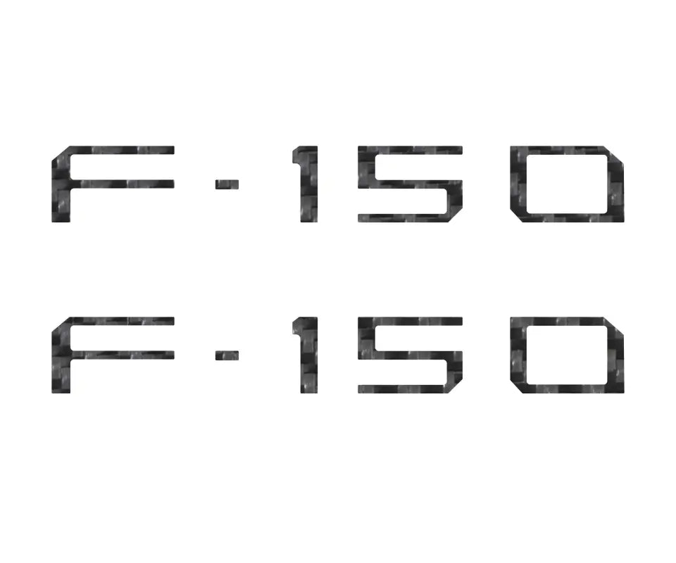 Two sets of F-150 emblems shown for Ford F-150 Lightning charge port lid replacement