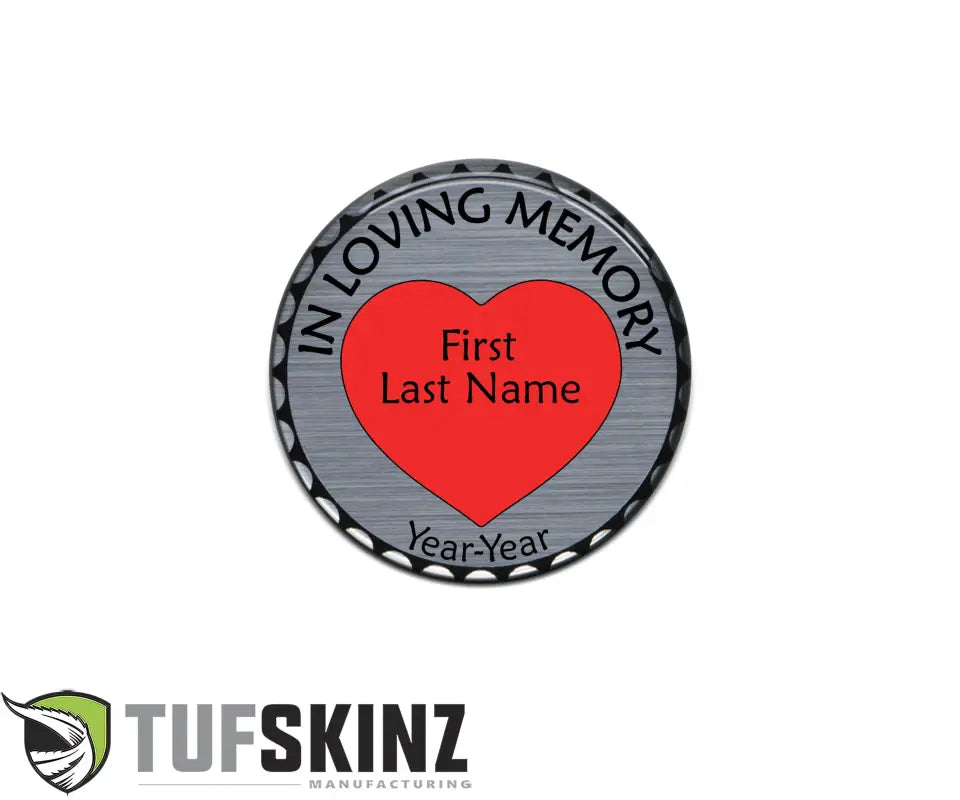 Custom rated badge featuring a heart on a commemorative metal coin for Jeep accessories
