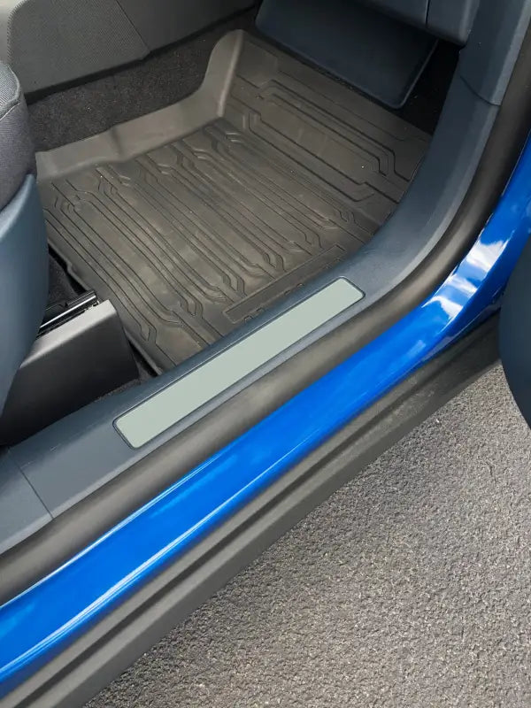 Blue car door sill overlays with floor mat for Ford Maverick 2022-2024