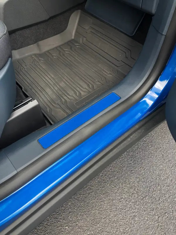 Blue car door sill overlay for Ford Maverick 2022-2024 door sill overlays