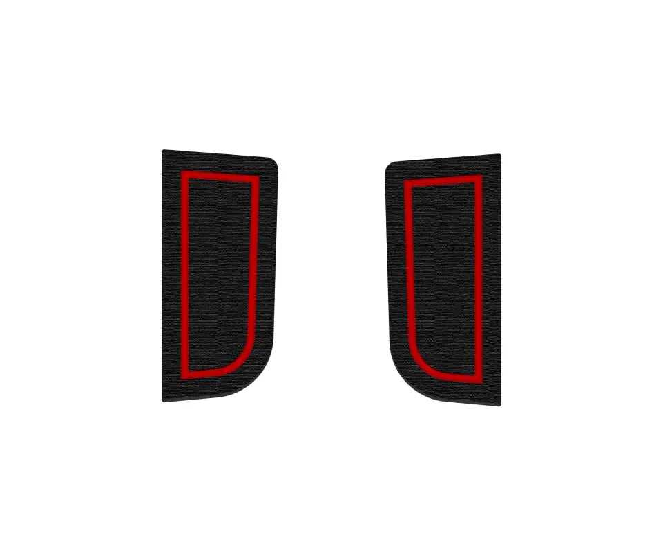 Pair of black foam inserts with red accents designed for door handles of 2022-2024 Toyota Tundra, offering a stylish and protective upgrade.